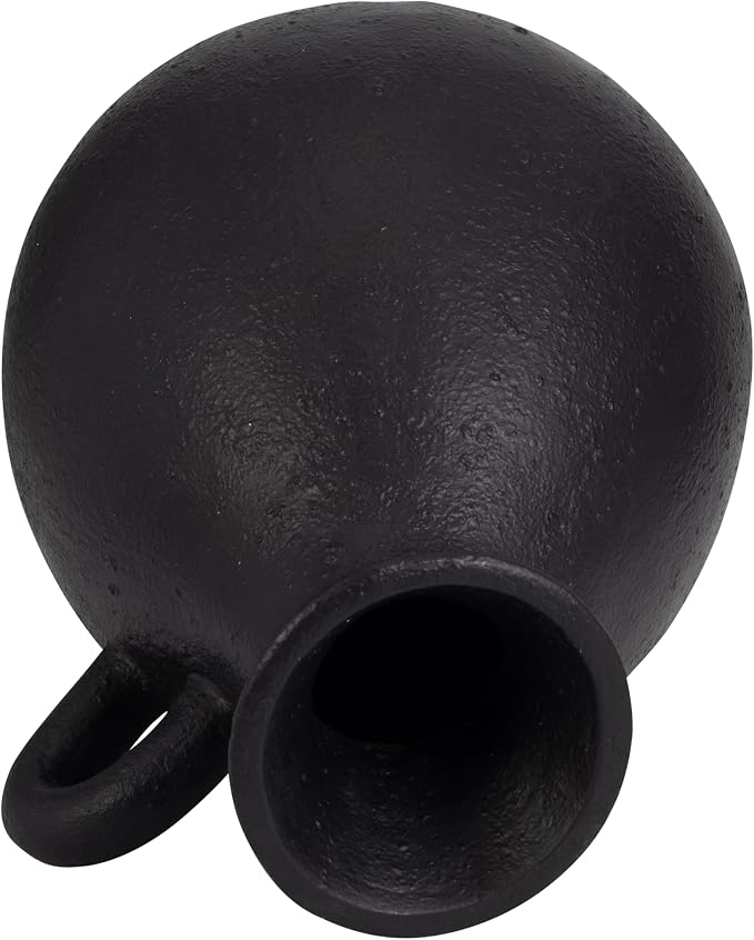 Terracotta Jug with Handle Vase for Living Room Decor - Decorative Home Accents for Bedroom, Office, and Table Centerpiece - Modern Flower Vase for Kitchen Counter and House Styling - 18", Black