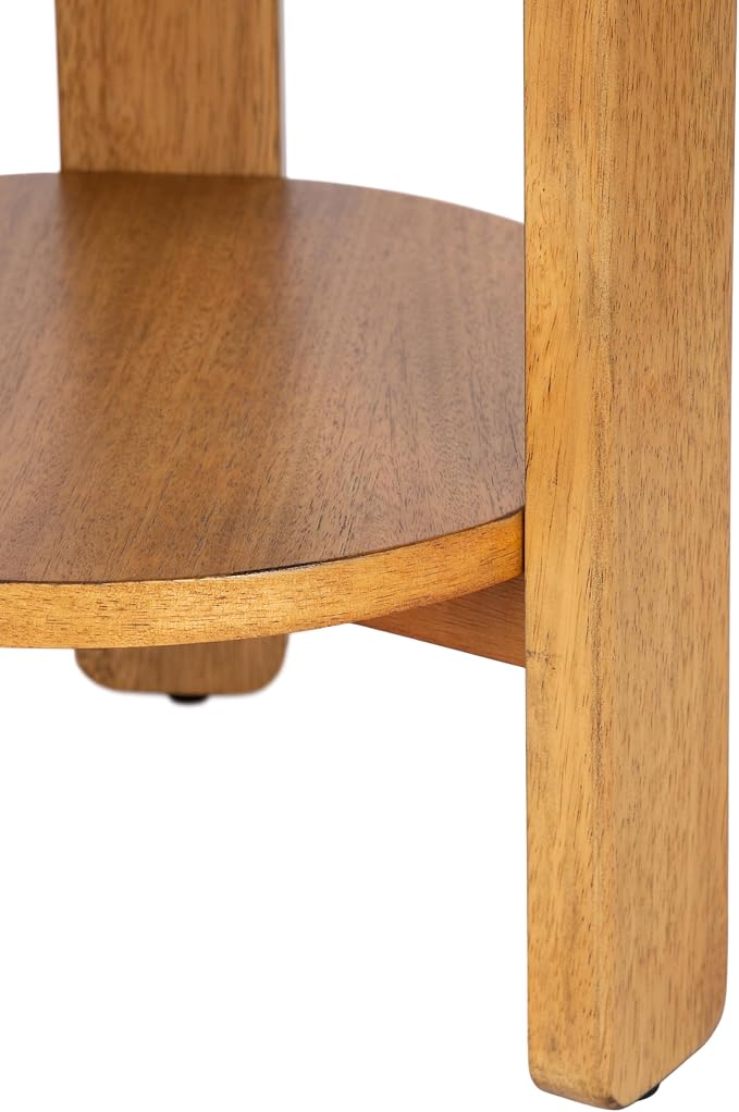 Kate and Laurel Foxford Tiered Round Side Table, 16 x 16 x 23, Natural Brown, Transitional Two-Tier Circle Nightstand Table with Storage and Resilient Wood Construction for Bedroom Decor
