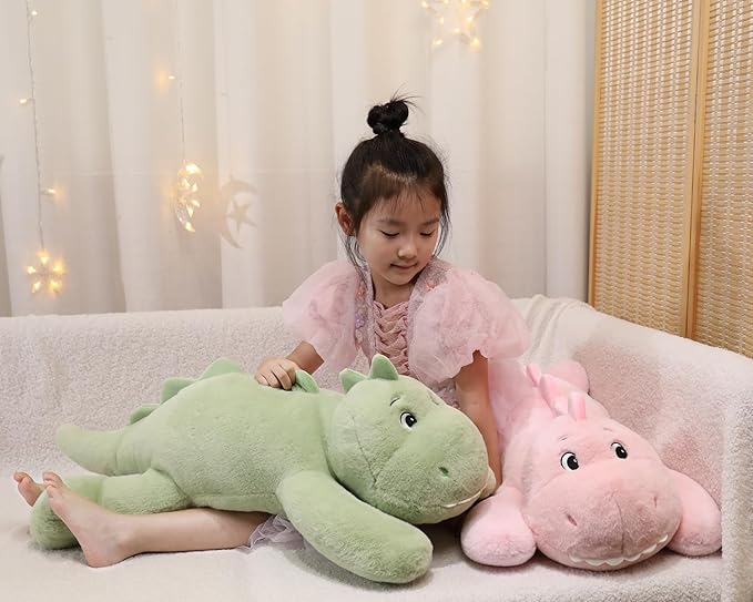 XMV 31 inch 5 lbs Dinosaur Weighted Stuffed Animals, Large Weighted Plush Animal, Cute Plush Toy Pillow, Soft Dino Plushie Gifts for Adults, Kids, Boys and Girls (Pink)