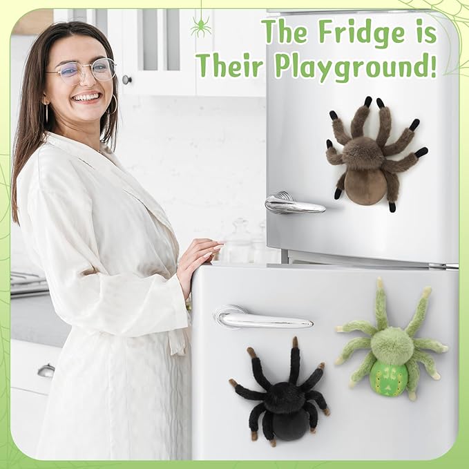 MorisMos 3 Pack Magnetic Foot Spiders Plush, Cuddly Adorable Spider Stuffed Animal Toys Set, Perfect Fun Gifts for Kids, Boys, Girls, Decoration, 8 Inch