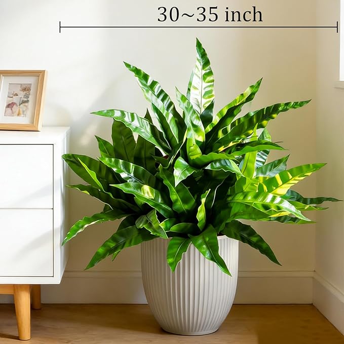 8Pcs Fake Ferns,35in Outdoor Faux Plants UV Resistant,3D Real Touch Fake Plants Total 120 Blades,Weatherproof Artificial Plants Outdoor Indoor for Garden Porch Home Office Living Room Decor