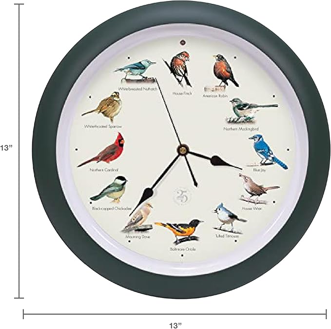 Mark Feldstein, The Original Singing Bird Clock, 25th Anniversary Edition, 13 Inch, Green