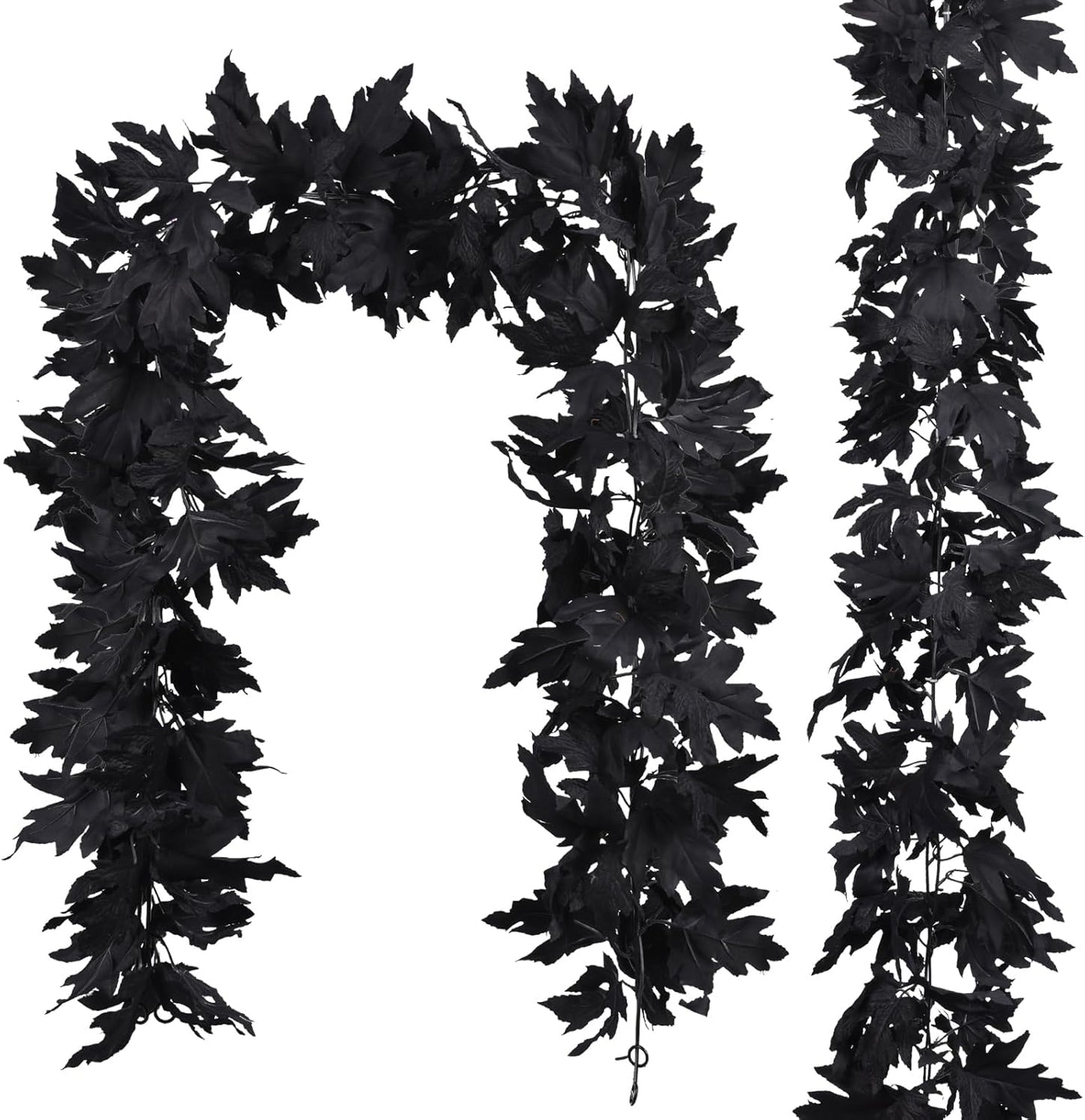 Lvydec 2 Pack Black Halloween Fall Maple Garland - 5.9ft/Piece Artificial Hanging Fall Leave Vines Garland Autumn Decor for Thanksgiving Home Wedding Party