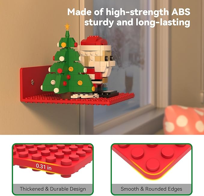 8-Pack Small Floating Shelves for Wall Compatible with Lego Building Bricks, 5x5.5inch Dual‑Sided 16x17 Studs for Toy Brick Storage and Display, ABS Display Shelves for Room Decor, Multicolor