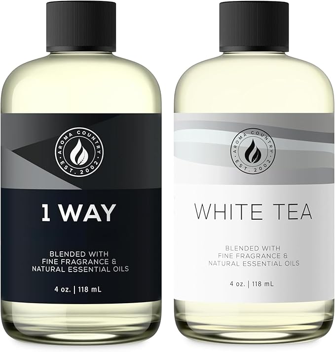 Aroma Country 2-Pack - One Each: White Tea (4 Fl Oz) + 1 Way Miami (4 Fl Oz) Diffuser Oil - Fragrance Oil for Diffuser Refill & Room Spray - Premium Aromatherapy Oils & Home Scent