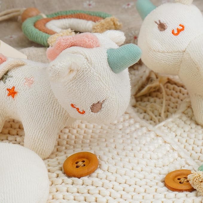 Crib Mobile 35 Lullaby Music, Cotton Baby Mobiles for Cribs & Pack N Play, Easy to Install, Stuffed Animals Hanging Toys Newborn Boys & Girls,Unicorn