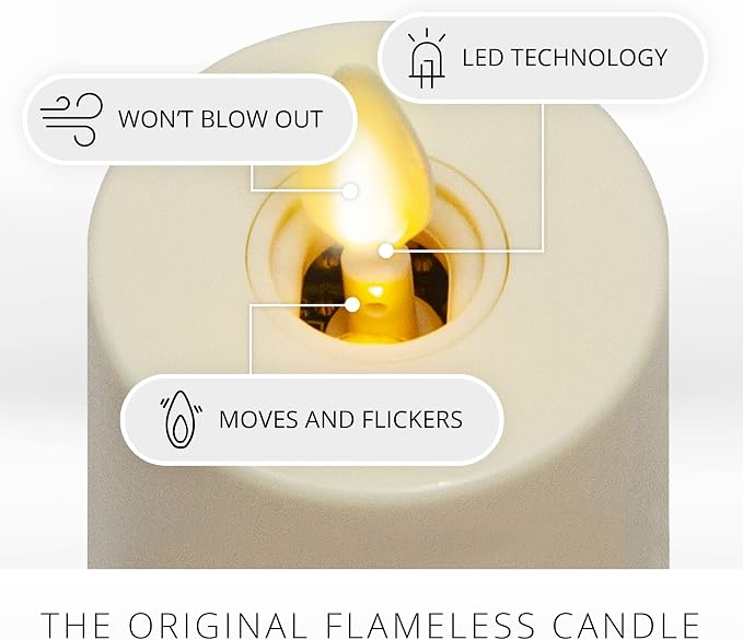 Luminara Flameless LED Tea Light Candle, 1.4" x 2", Pack of 2, Plastic Pearl Ivory, Real Flame, Battery Operated w/Remote Timer Function