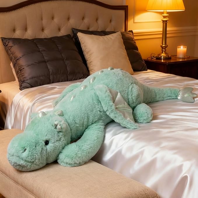 ARELUX Giant 50in 3Lb Big Green Dragon Large Stuffed Animals Cute Plush Toy Fuzzy Jumbo Dinosaur Pillow Plushies with Wings Cuddly Soft Pterosaur Plushie for Friends Family Member