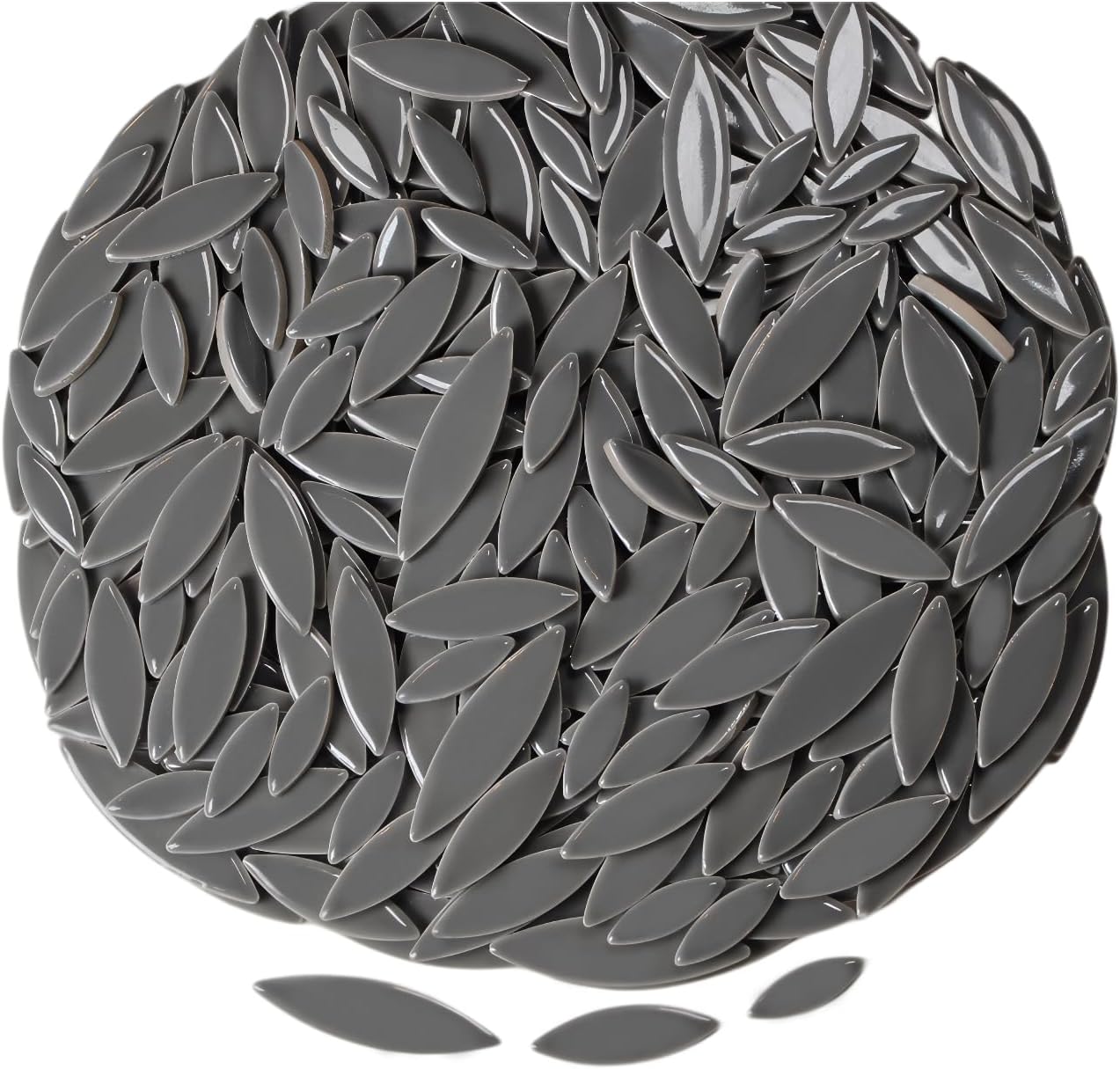 VerzTile Mosaic Tiles for Crafts - Petal Shaped Ceramic Tile Craft Hobbies & Art Projects 39 Color Options Endless Creativity DIY Design (Gray)