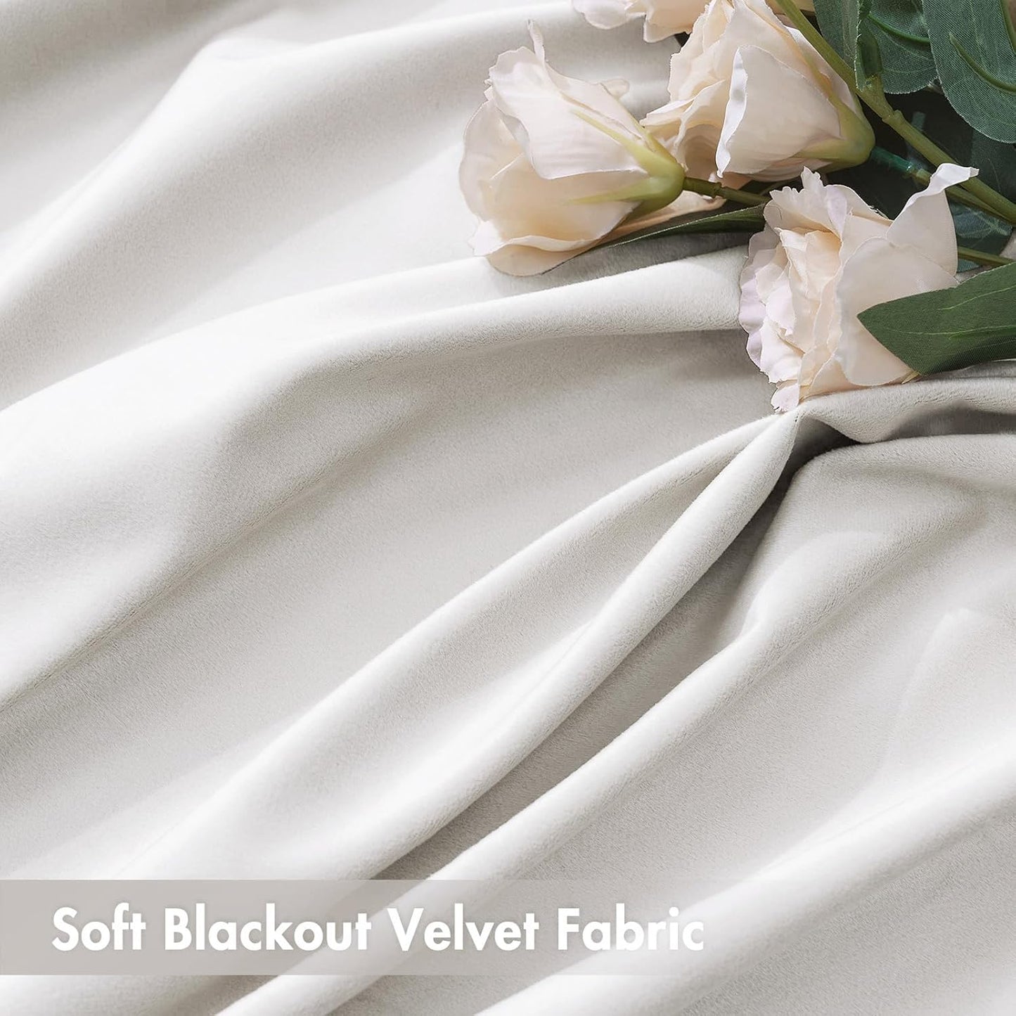 MIULEE White Velvet Curtains Thermal Insulated Blackout Curtain Drapes for Bedroom Living Room Darkening 96 Inches Long Curtains Panels Rod Pocket Set of 2