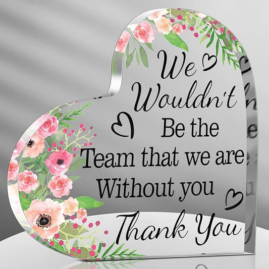 Yinder Thank You Gifts for Women Appreciation Gifts for Coworker Employee Nurse Teacher Leader Boss Inspirational Quotes Acrylic Desk Decor for Home Office Farewell Retirement
