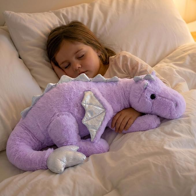 ARELUX Large 36in Cute Dragon Stuffed Animals Plush Toy Soft Purple Pterosaur Plushie Giant Fuzzy Dinosaur Pillow Plushies with Wings Cuddly Gifts for Friends Family