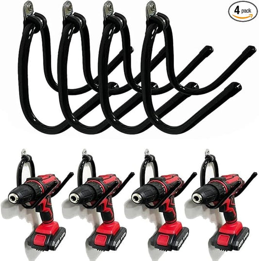 AUXPhome Power Tool Organizer - Wall Mount Garage Storage Rack, Hanger Hooks for Drills, Cables, Accessories & Tool Box - Holds 4 Drills