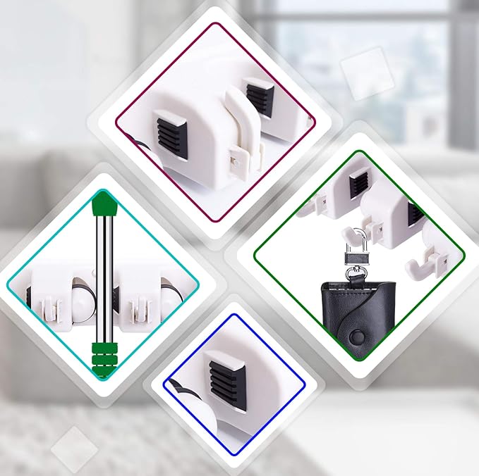 HYRIXDIRECT Broom Hanger Wall Mount Broom and Mop Organizer Wall Hanging Garden Tool Organizers Rack Garage Laundry Room Organizations and Storage with Hooks Heavy Duty