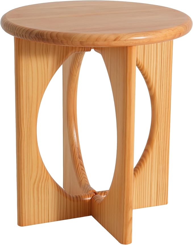 Christopher Knight Home Pines Modern Round Side Table, Living Room Sofa End Table, Small Coffee Table with Geometric Cross-Leg, Natural
