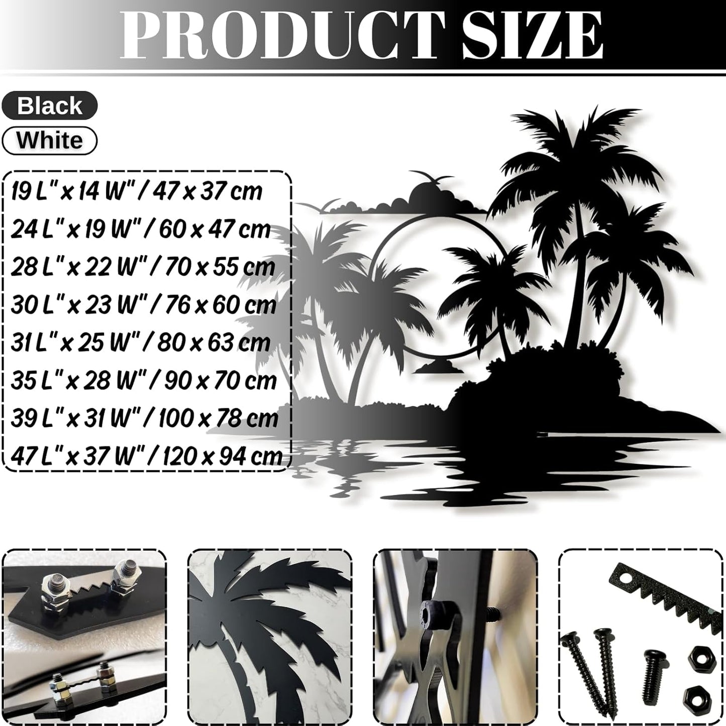 Palm Tree Metal Wall Decor,Palm Tree Metal Wall Art,Metal Palm Tree,Metal Palm Tree Wall Decor,Tropical Metal Wall Art,Beach Wall Decort,Metal Wall Decor (style 2,black,31 L" x 25 W" / 80 x 63 cm)