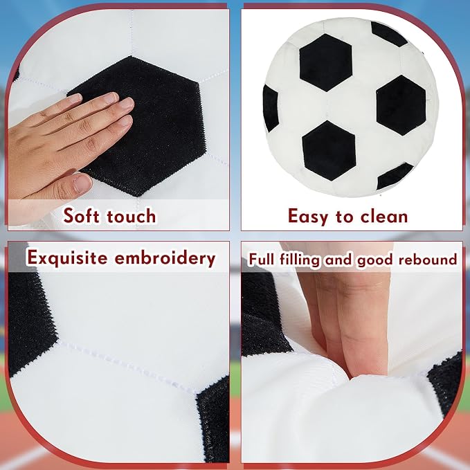 Juexica Sports Throw Pillows Fluffy Stuffed Soccer Basketball Baseball Pillow Plush Toy Sport Cushion for Room Decor Birthday Present(Large,Assorted Color,4)