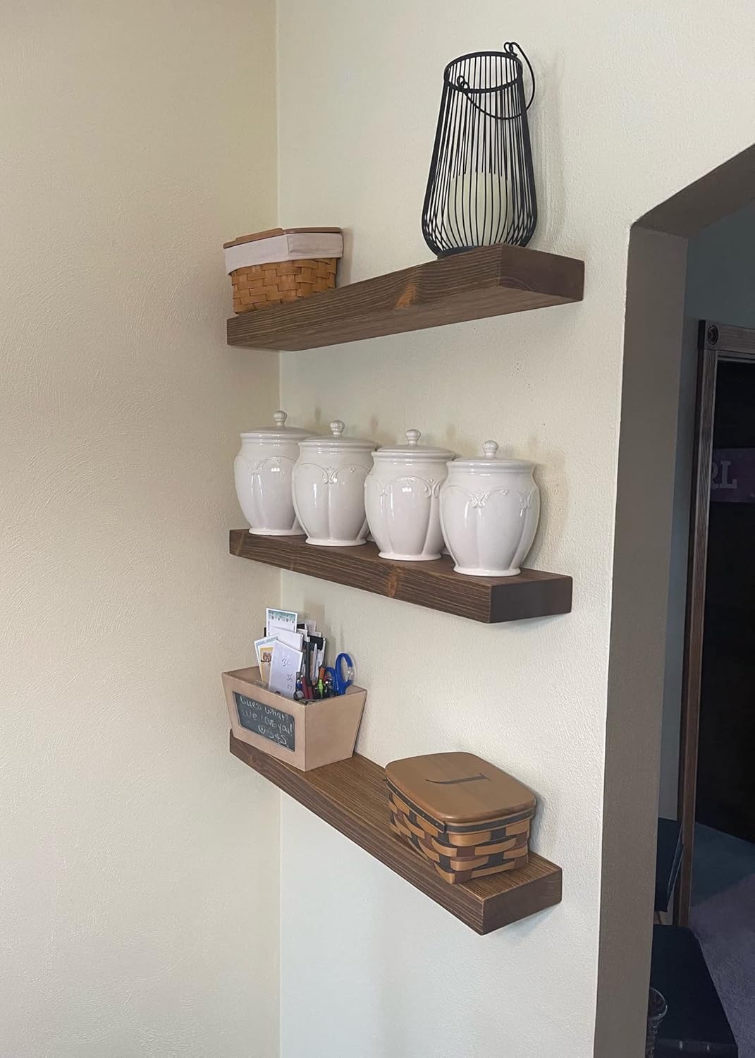 joelsantiques - 30 Inch Wooden Floating Shelves for Wall - 30x6x2 in - Made of Natural Wood - Long Heavy Duty Rustic Wall Shelves for Bedroom - Perfect for Living Room, Kitchen - Medium Brown