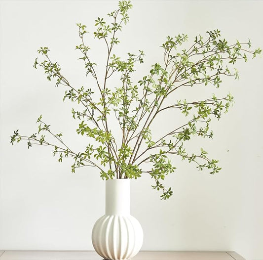 Avoeco Artificial Greenery Stems, 47”Tall Fake Plants Branches, Real Touch Faux Enkianthus Perulatus Twig Leaf for Home Garden Office Wedding Vase Filler Shop Decoration (3 Packs-Green)