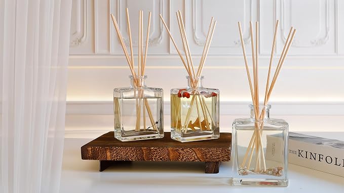 Urban Naturals Lavender Fields Oil Essential Oil Reed Diffuser Set with Real Lavender! French Blossoms, Geranium & Clary Sage – Sleek Rectangular Refillable Glass Bottle – Made in the USA