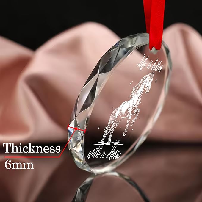 Horse Glass Ornament – Horse Christmas Ornaments for Tree, Unique Horse Gifts for Women, Horse Themed Gifts, for Horse Lovers, Horses Ornaments for Christmas Tree