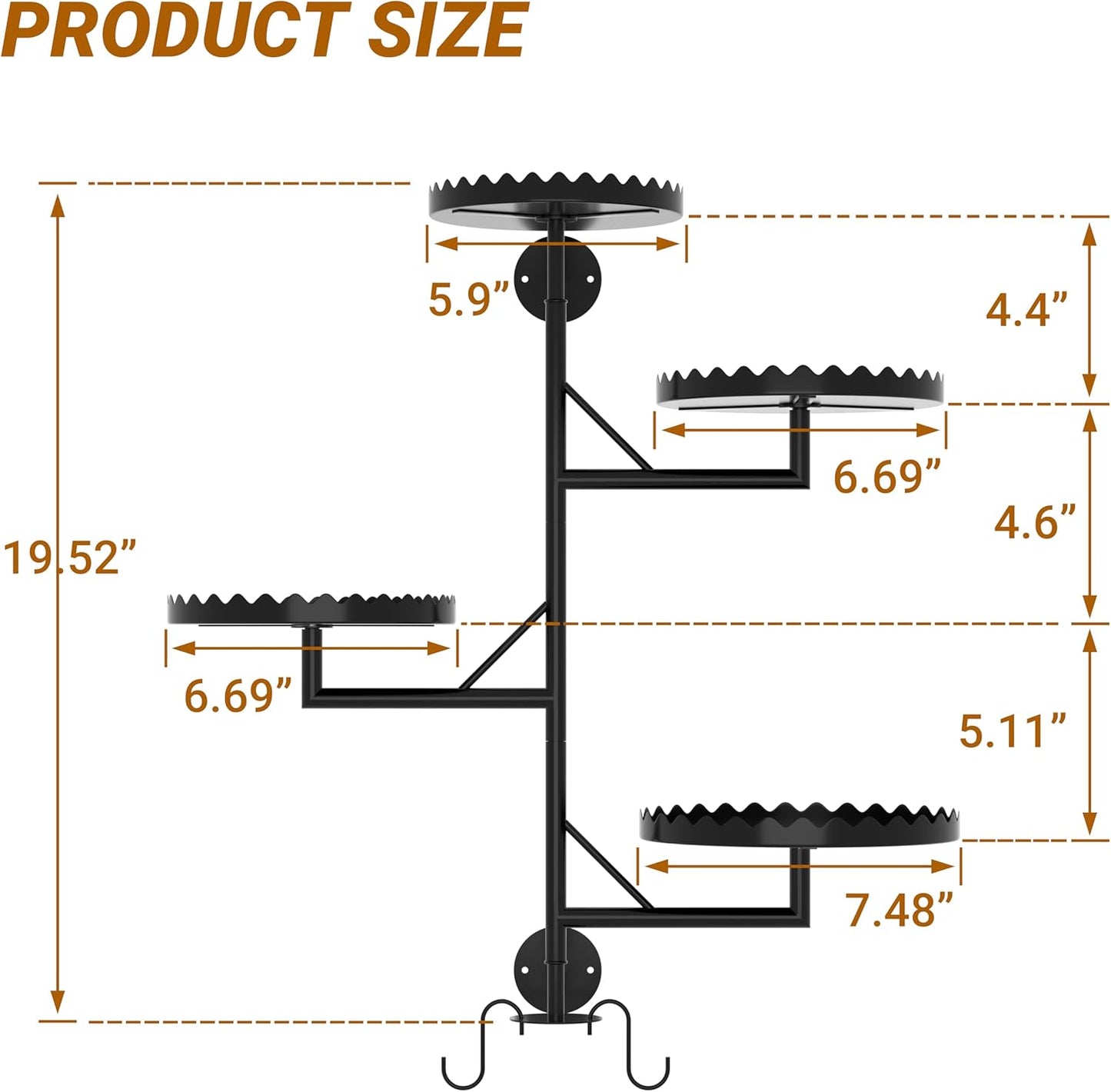 Rotating Wall Plant Shelves Versatile Window Plant Shelf for Indoor Plants Bathroom Living Room Use Wall Planter with Durable Metal Material 4 Pots