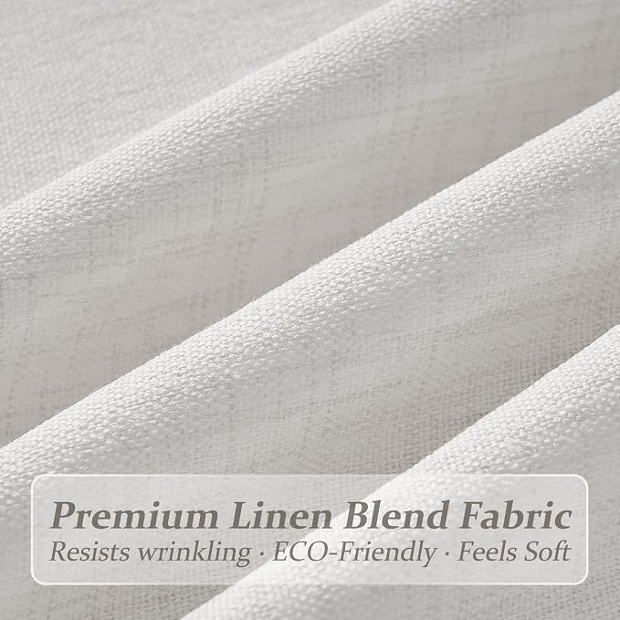 Extra Long Pleated Off White Curtains 108 Inches Long for Bedroom, Memory Trained Semi Sheer Linen Windows Drapes Light Filtering Privacy High Ceiling Dining Room Curtain Panels 2 Set Luxury Decor