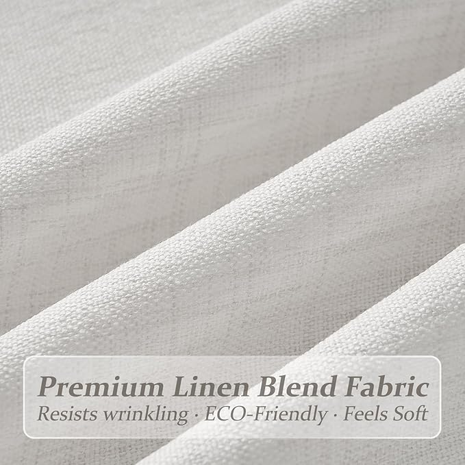 Pleated Sheer Curtains & Drapes 78 Inches Long for Dining Room, Off Beige White Boho Memory Trained Pinch Pleat Natural Linen Privacy Curtain That Let Light In Decorative Windows Drapes 2 Panels Set