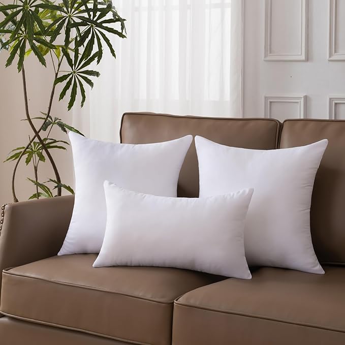 22 x 22 Pillow Insert Set of 4 - Premium Soft and Fluffy 22 Inch Large Sofa Decorative White Square Throw Pillow Inserts Stuffing for Living Room Couch and Bedroom Interior Cushions