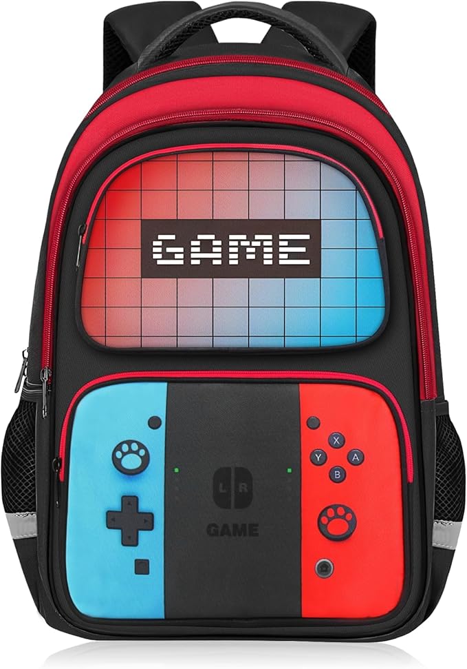 TILYTADLY School Backpack for Boys - HFHTDC Gamer Boys Backpack for Kids Children Teens Elementary Middle School - Students Bookbag Ages 6-18,17″ Video Game Bookbag Travel Back Pack