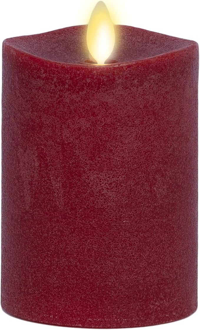 Luminara - Flameless LED Battery Operated Flickering Pillar Candles - Red - Pack of 1-3x4.5 - Realistic Moving Flame Real Wax Indoor/Outdoor Decor