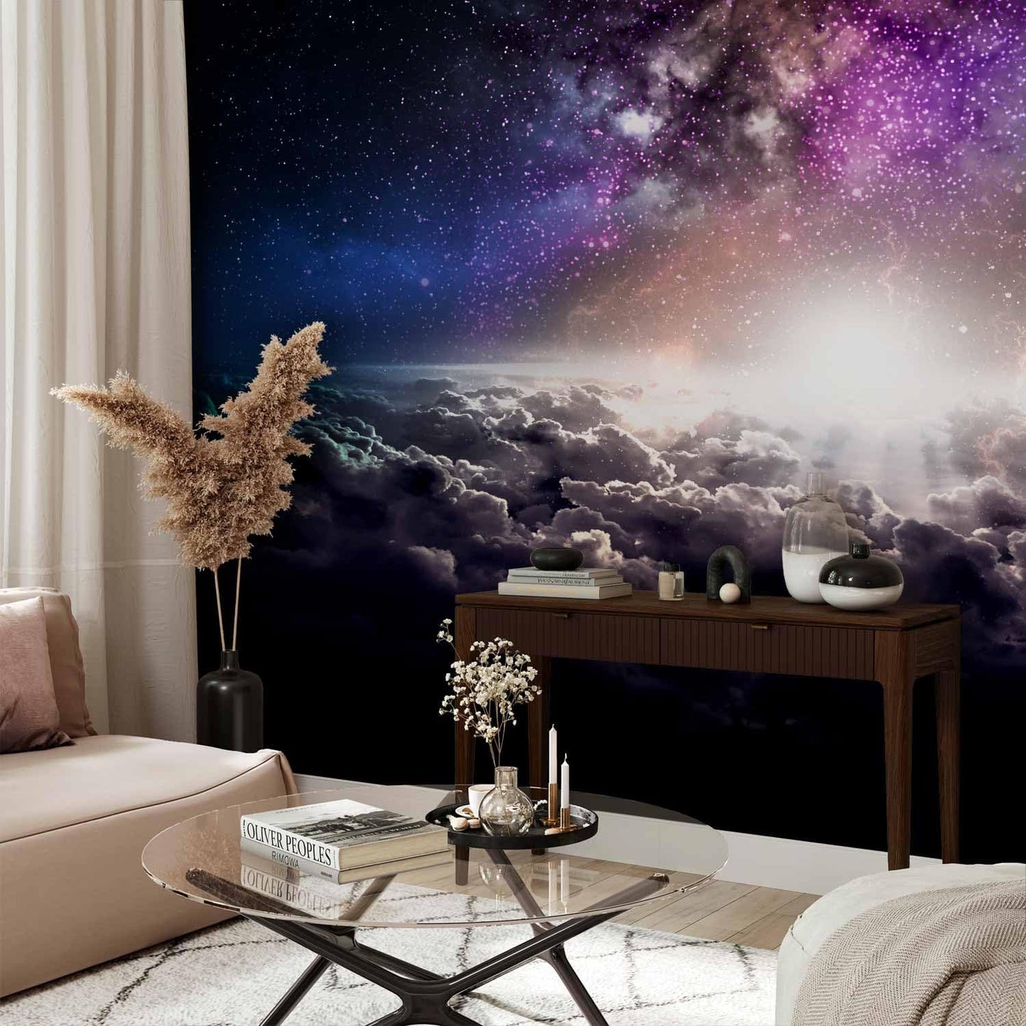 artgeist Wall Mural Galaxy 98x69 in - Non-Woven Wallpaper Fleece Wall Decor Photo Print Picture Image Design Home Mural Cosmos Sky Star Cloud Purple i-A-10009-a-a
