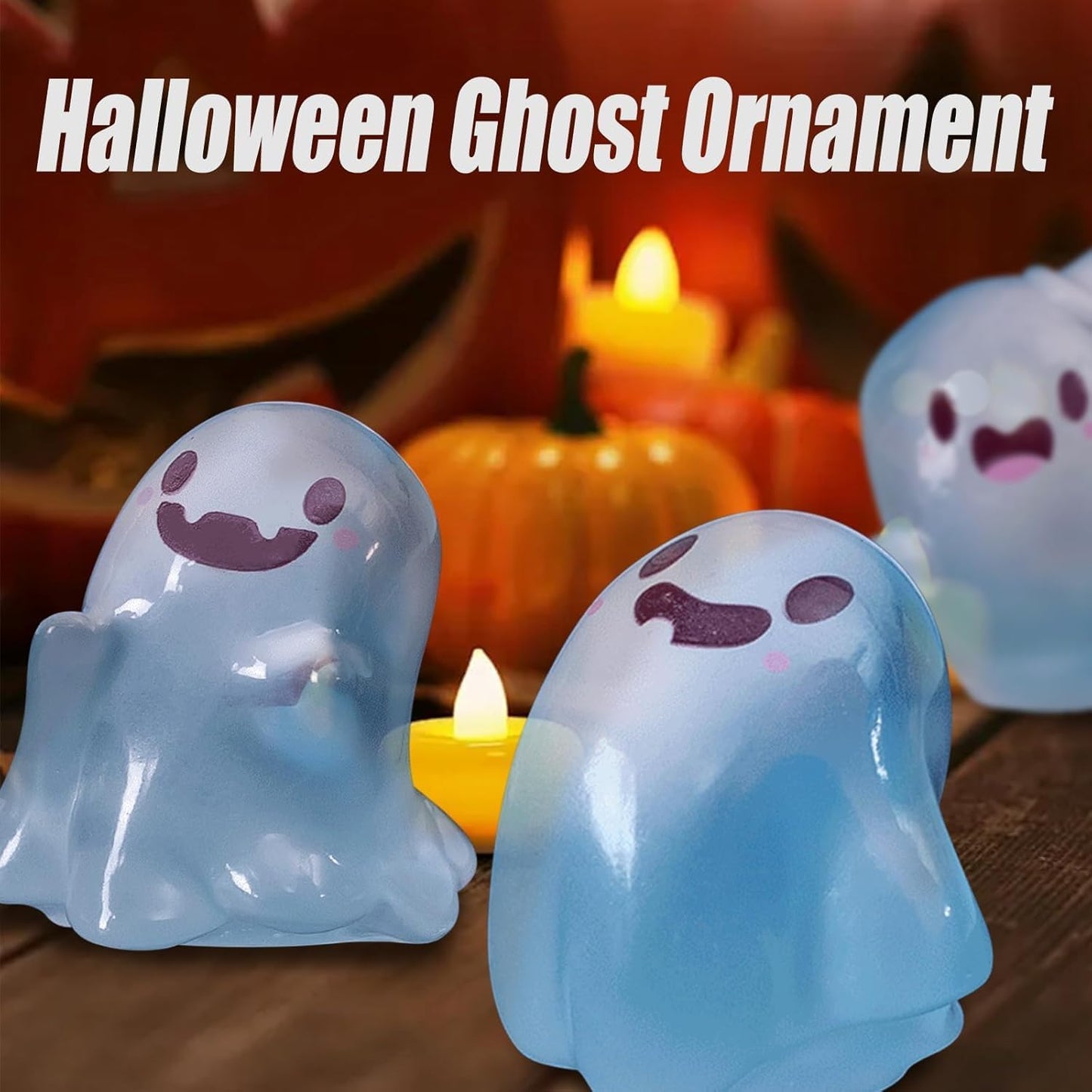 32 Sets Halloween Mini Ghost Figures with Box, Glow in The Dark Mini Resin Ghosts, Luminous Ghost Miniature Resin Figurines for Halloween Party Favors (1PCS A)