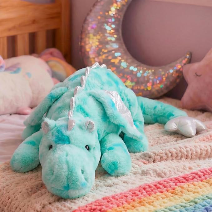 ARELUX Giant 50in 3Lb Big Colorful Green Dragon Large Stuffed Animals Cute Plush Toy Fuzzy Jumbo Teal Marble Dinosaur Pillow Plushies Cuddly Soft Green Pterosaur Plushie for Friends