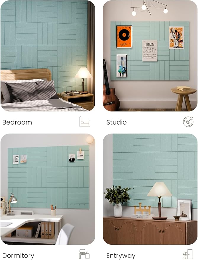 Large Felt Bulletin Board 48" x 36" Cork Board Alternative-12 Pack with 70 Safe Removable Adhesive Tabs, Cork Boards for Walls Cork Board for Home Office Classroom Pin Board-Teal Blue