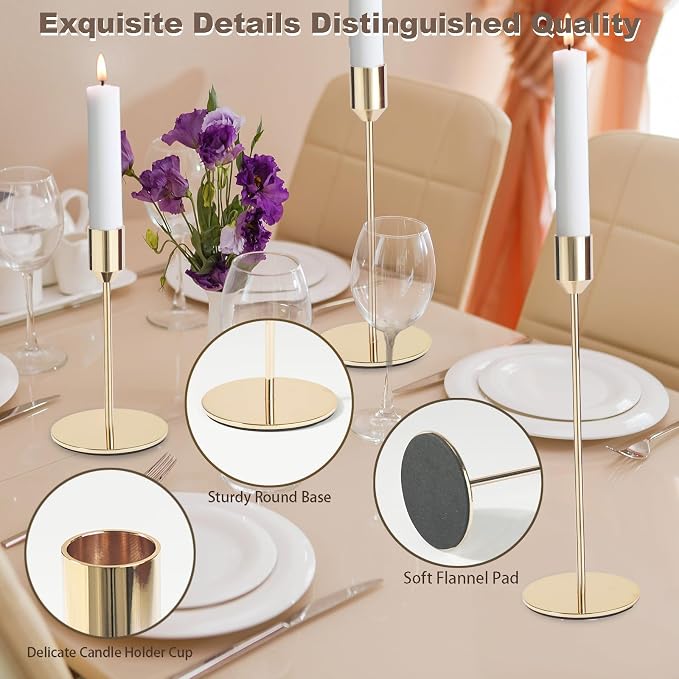 Gold Candlestick Holders Set of 54, Brass Gold Taper Candle Holders Bulk for Candlesticks Vintage Candle Sticks Holder Decor for Table Centerpiece Wedding Birthday Party Christmas Home Decor