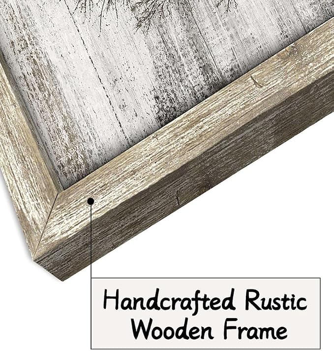 Barn Wall Art Decor Picture: Bedroom Framed Farmhouse Wooden Painting Rustic Horizontal Country Landscape Farm Windmill Print Long Panoramic Nature Scene Countryside Artwork for Living Room Bathroom