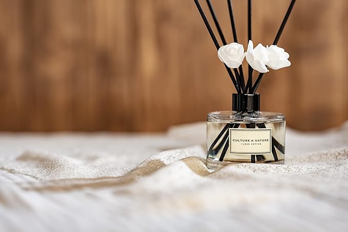 CULTURE & NATURE Reed Diffuser Set 6.7oz (200ml) April Flower Scented Diffuser with Sticks Home Fragrance Reed Diffuser for Bathroom Shelf Decor