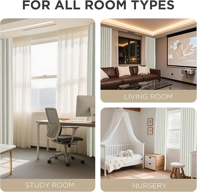 Joydeco Linen Blackout Curtains for Bedroom - 100% Light Blocking 1 Panels, Light Beige Drapes 100" W x 96" L, Thermal Insulated Room Darkening Curtains for Living Room, Rod Pocket & Back Tabs