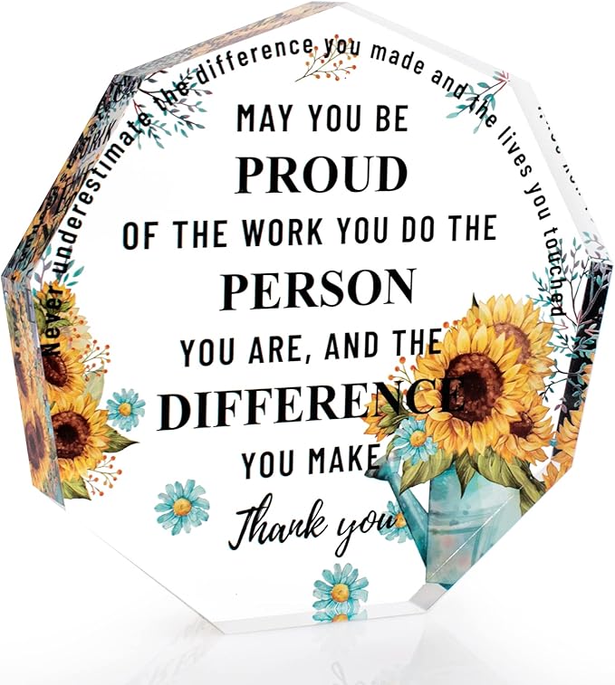 Thank You Gifts for Coworker Women, Appreciation Gifts for Retirement Goodbye Farewell Gift Inspirational Acrylic Decorative Sign for Female Teacher Lady Boss Nurse