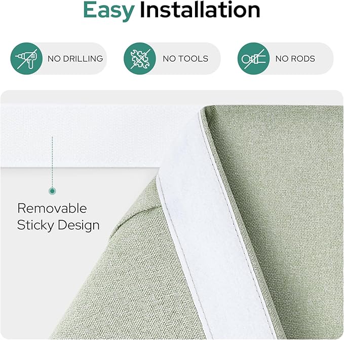 HOMEIDEAS 100% Linen Blackout Sidelight Curtains for Front Door, Side Door Window Curtains, Small Window,Thermal Insulated Covering, 1 Panel, W12 X L68 Inch, Sage Green