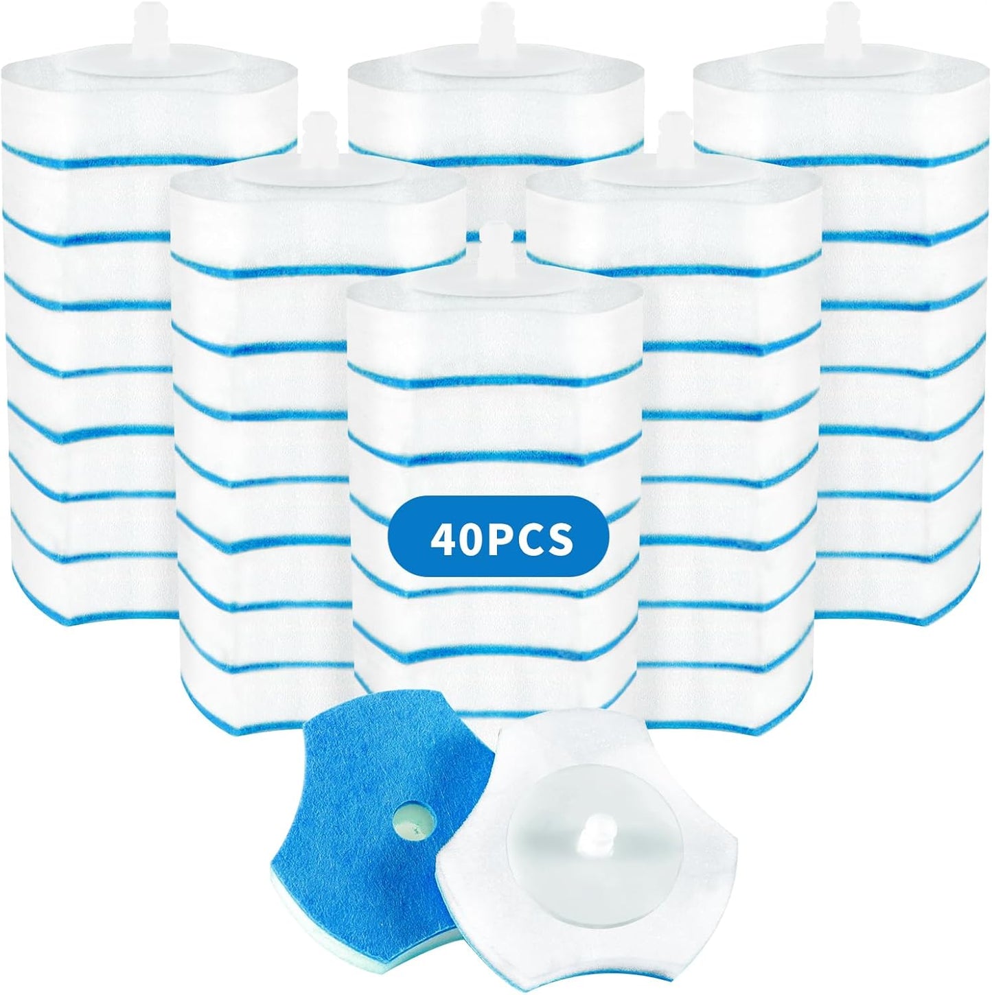 KOKL Disposable Toilet Bowl Wand Refills 【Not Suitable for CLORX and Other Wand】, 40 Count Upgraded Material Toilet Brush Refills【Special for KOKL】