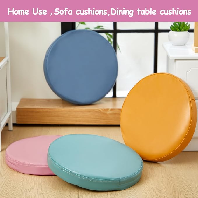 Juexica 4 Pcs Extra Thick Flexible Seating Floor Cushions Assorted Colored Pillow Floor Cushions for Classroom Soft Flexible Seating for Learning Sitting Office School Chair (Mixed Colors,Round)