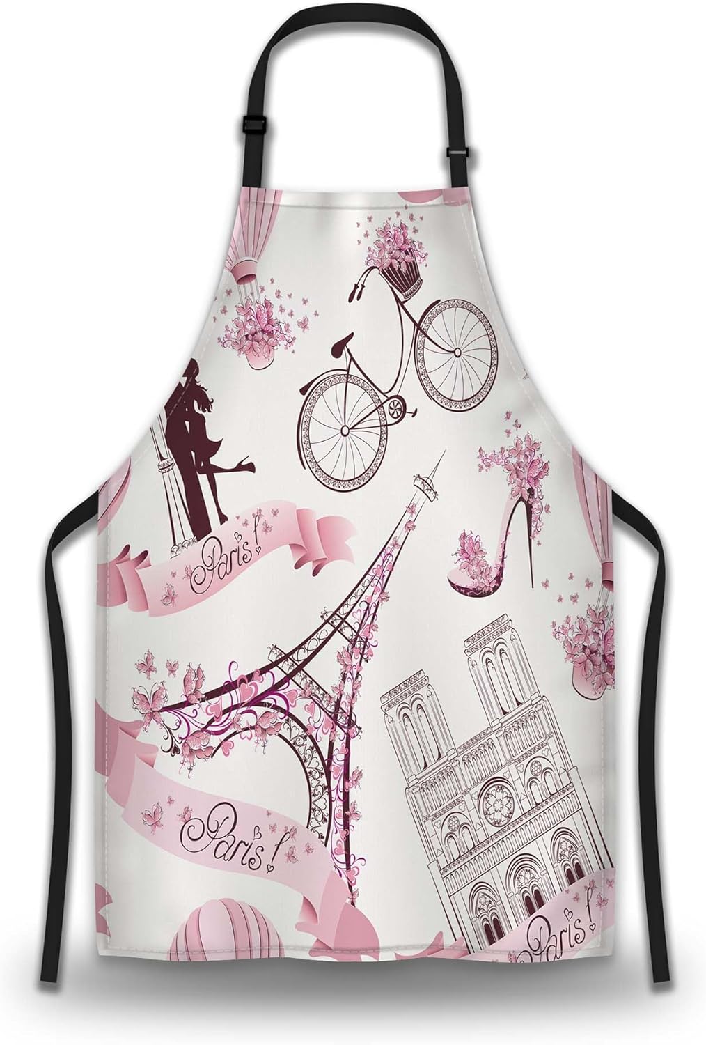 Chef Apron for Men Paris Symbols Cooking Aprons for Women for Kitchen Cooking Restaurant BBQ Painting Crafting 27” (W) x 31” (H), Waterproof Apron