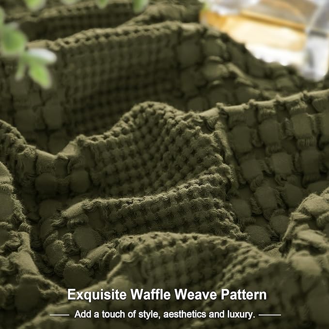 PHF 100% Cotton Waffle Weave Euro Sham Covers, 2 Pack 26" x 26" Bed Pillow Covers for Elegant Home Decor, No Filling, Luxury Aesthetic Soft Euro Pillow Cases for Bed, Capulet Olive