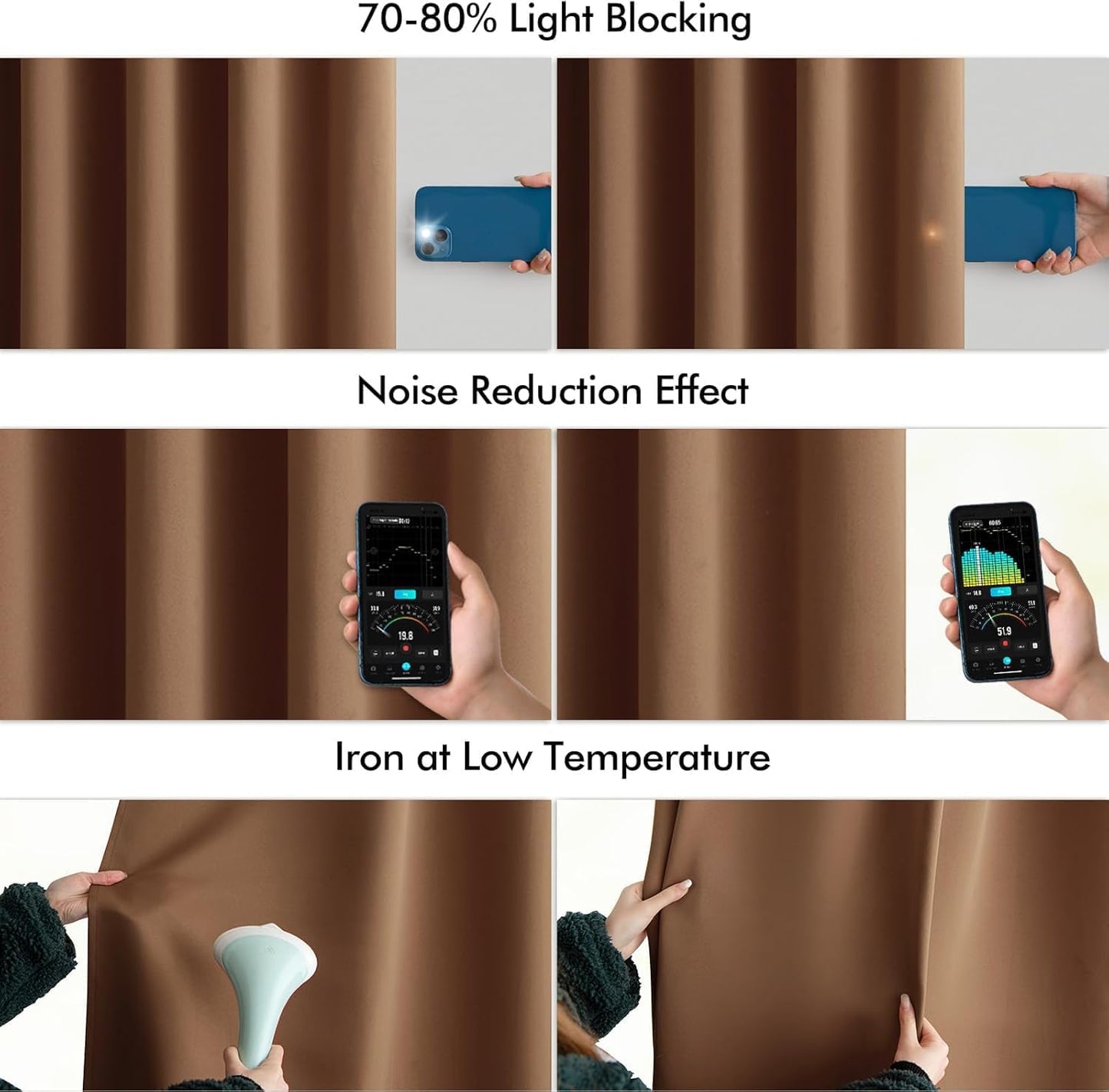 MIULEE Back Tab Blackout Curtains 84 Inch Length 2 Panels Set for Living Room Bedroom, Rod Pocket/Pinch Pleated Thermal Insulated Room Darkening Light Blocking Curtains 52x84 Inch, Cappuccino Brown