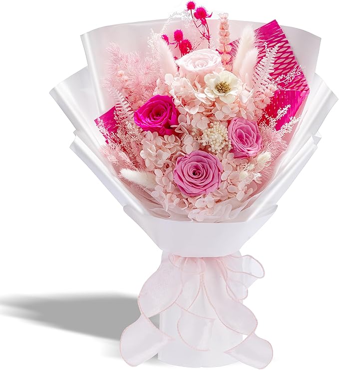 Bonsion Preserved Flowers Gifts for Women, Flower for Delivery, Light Pink Roses Gifts fo Her, Preserved Roses Bouquets, Birthday Gifts for Grandma, Mothers Day Flowers for Wife