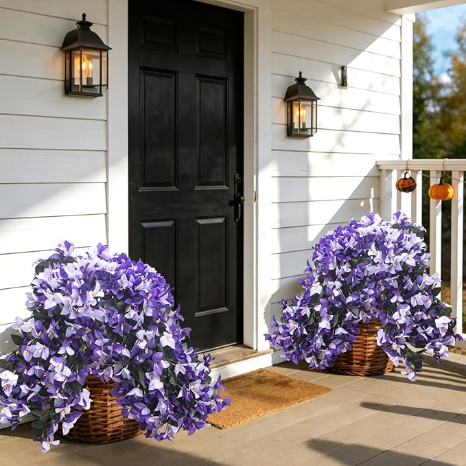 Grunyia 4 Strands Artificial Bougainvillea Hanging Basket Flowers – UV Resistant Fake Flowers with Silk Petals, Realistic Trailing Plants, Outdoor Indoor Wall Garden Home Wedding Decor