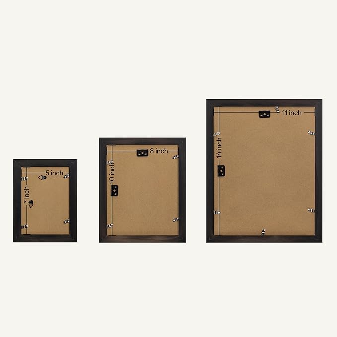 eletecpro Gallery Wall Frame Set of 7, Multiple Sizes Solid Wood Picture Frames Collage Wall Decor Including 1Pc 11x14, 2Pcs 8x10, 4Pcs 5x7 Photo Frames, Black