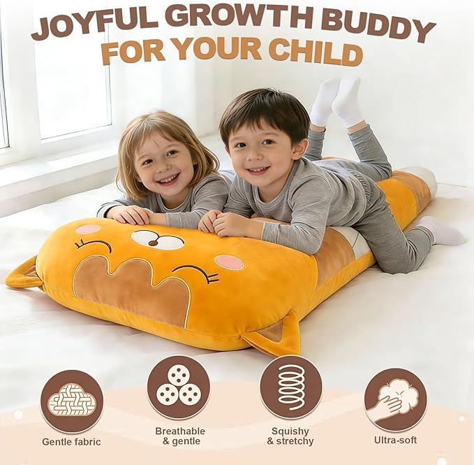 47x23 inch U Shaped Long Plush Body Pillows for Kids, Stuffed Animal Cat Soft Large Pillow for Sleeping, Big Cute Plushies, Washable Cover, Gift for Boys and Girls